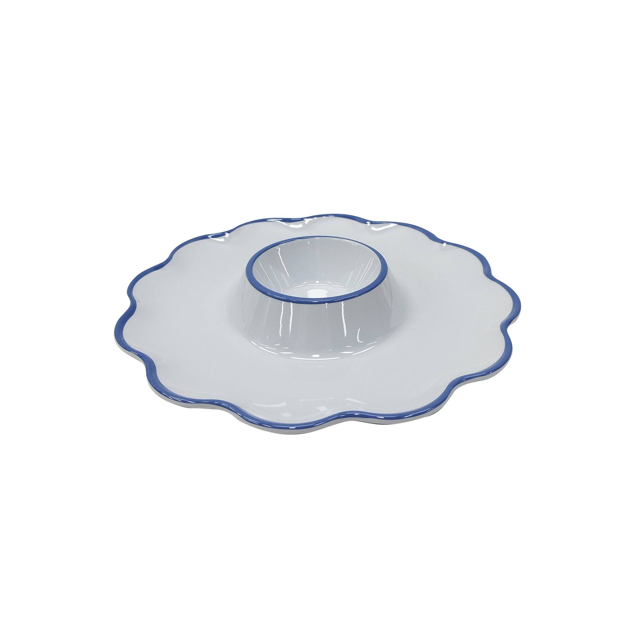 Next Chapter 12" White & Blue Melamine Chip & Dip Set by Celebrate It™